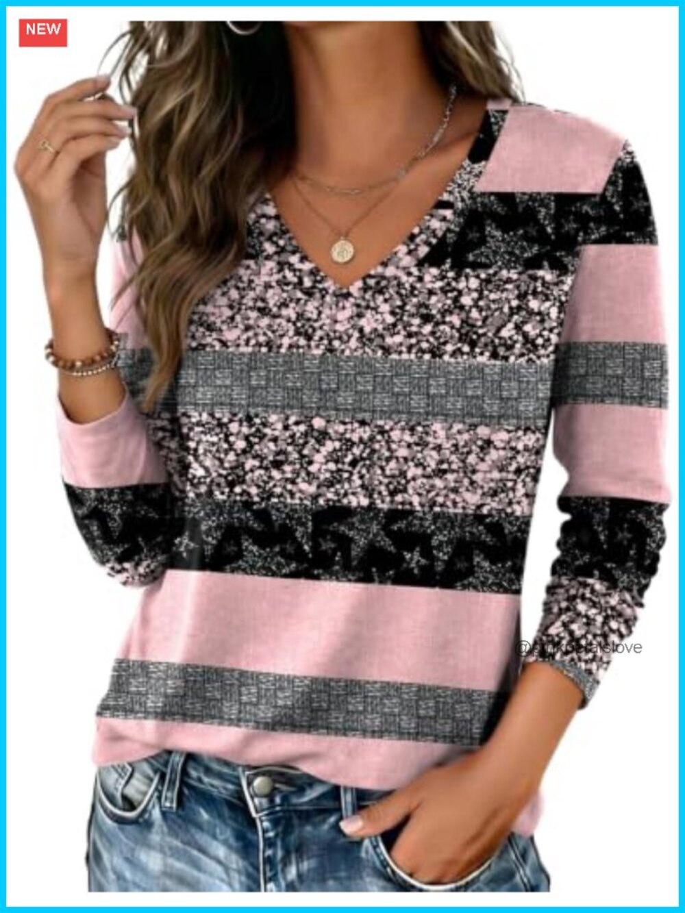 Zeagoo Womens Long Sleeve V Neck Floral Tee Casual Fall Top